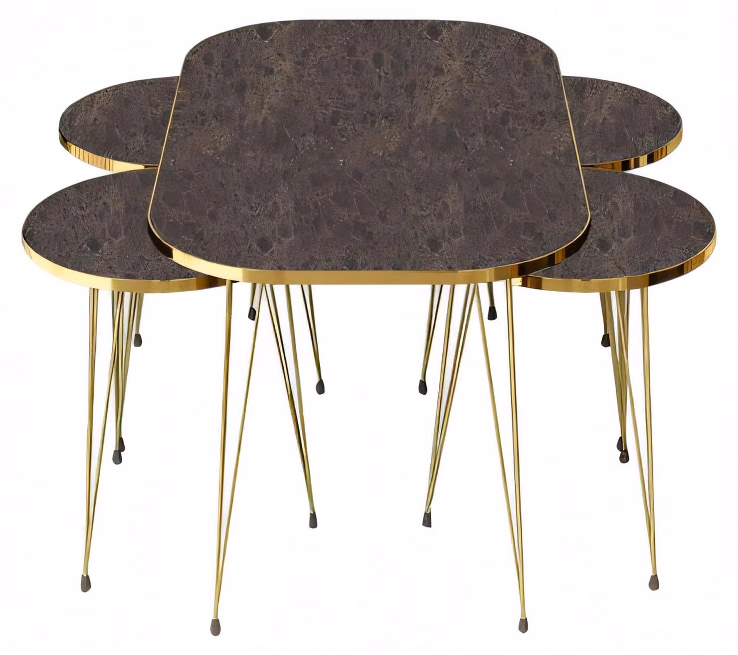 Eleganter brauner Couchtisch mit vier Beistelltischen aus Holz