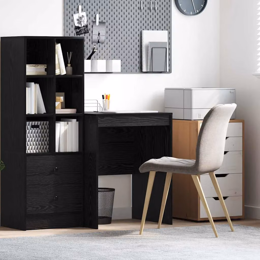 Scrivania da computer minimalista vidaXL in rovere e nero, L: 60 cm, P: 50 cm, H: 76 cm