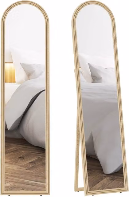 Specchio da terra corpo intero HOMCOM Xylo effetto pietra beige L: 40 cm, H: 160 cm