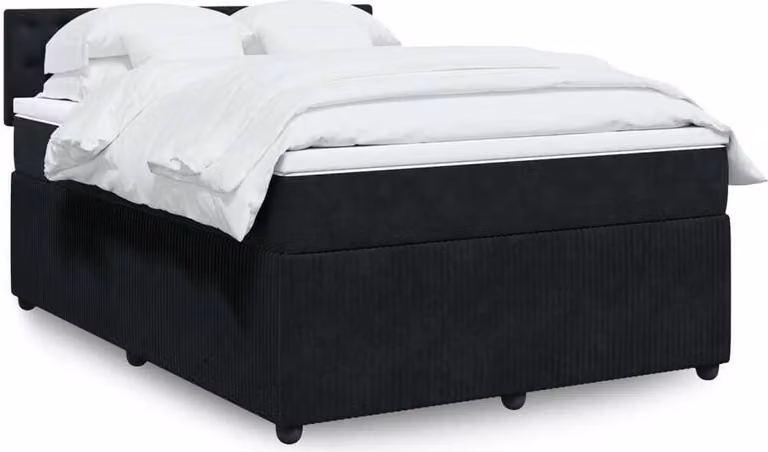 Maison Exclusive - Giroletto a Molle con Materasso Nero 140x190 cm in Velluto