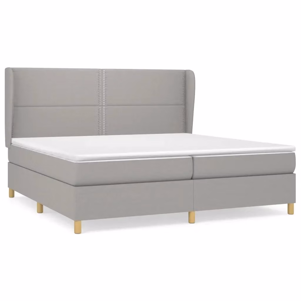 Letto Ibrido vidaXL con Giroletto a Molle e Materasso Grigio Chiaro e Bianco L/P/H: 203 x 203 x 128 cm – 2