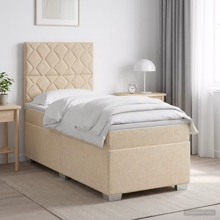 Letto box spring vidaXL con materasso a molle insacchettate, struttura imbottita in tessuto e legno, con illuminazione sottostante e porta USB, L/P/H: 200 x 100 x 76,5 cm