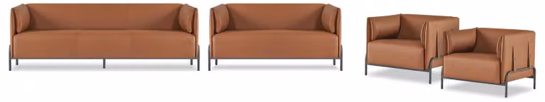 Arbeitszimmer-Set 4tlg 3-Sitzer 2-Sitzer mit 2x Sessel Modern Design Stil