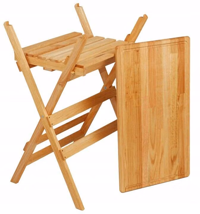 Tavolo da barbecue BBQ pieghevole da campeggio tavolo da giardino tavolo da balcone tavolo laterale in rovere 70x80,5cm legno