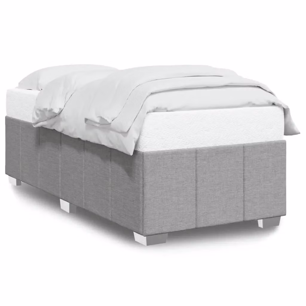 vidaXL Giroletto senza Materasso in Tessuto Grigio con Doghe in Legno 90 x 200 cm – 2