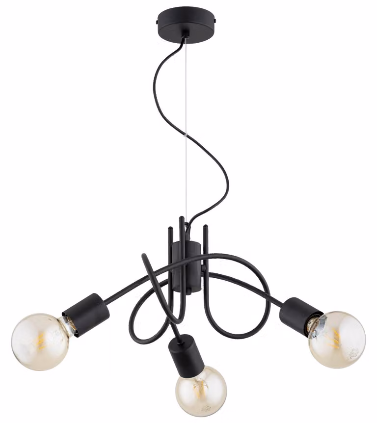 Lampada a sospensione con bracci intrecciati MIKA nera 3xE27x15W in metallo, dimensioni: 60x45x45 cm, IP20, Alfa
