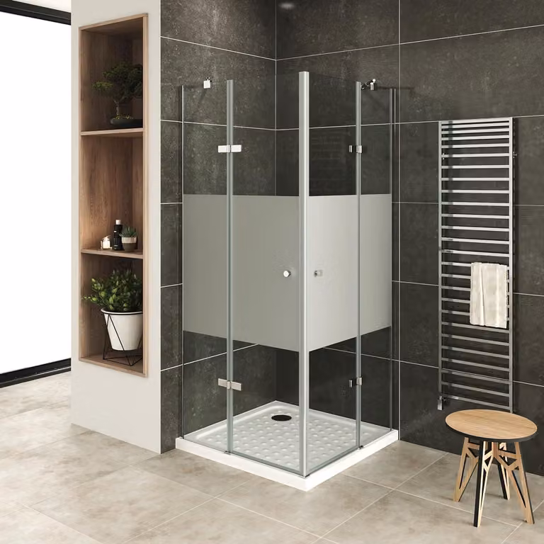 Cabina doccia angolare i-flair 80x70x180 cm in vetro di sicurezza da 6 mm parzialmente satinato - DK19
