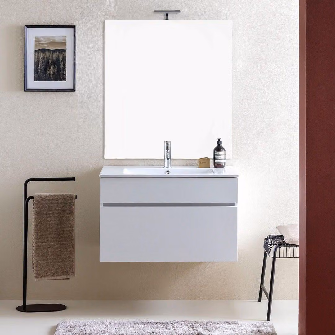 Mobile bagno sospeso 80cm con lavabo e specchio 80x110 | Sole