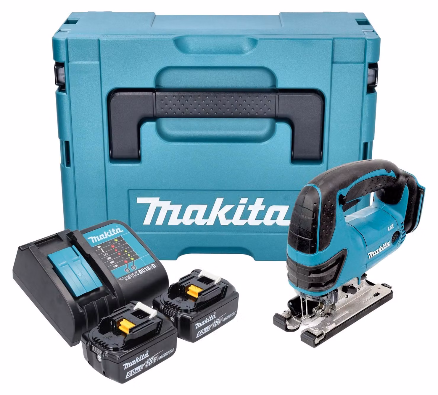 Makita DJV 180 STXJ Seghetto alternativo a batteria 18 V 135 mm + 2x batteria 5,0 Ah + caricabatteria + Makpac