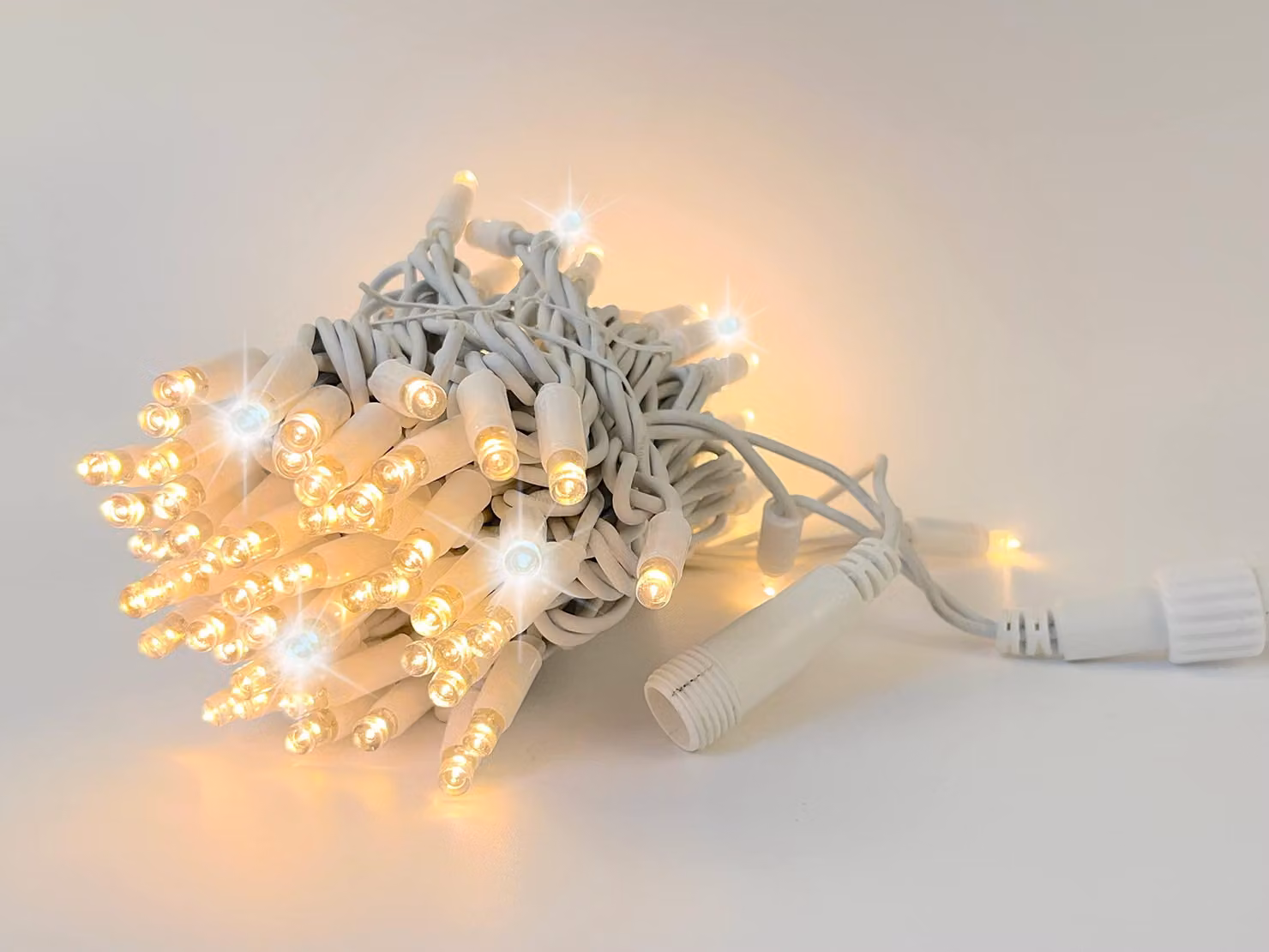 Catena di prolunga a LED, 10 metri, 100 LED, luce bianco caldo, ogni 10° LED lampeggiante