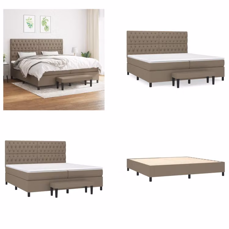 vidaXL Letto boxspring con materasso Taupe 200x200 cm in tessuto - Letto boxspring - Boxspringbetten - Bett - Schlafzimmermöbel