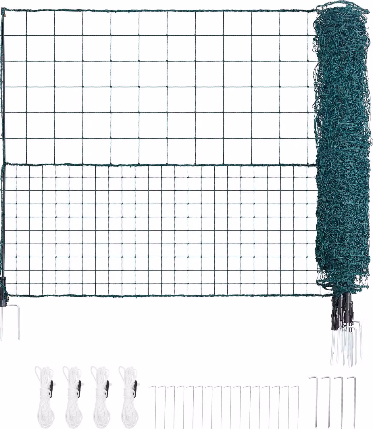 SucceBuy Recinzione di delimitazione 25x1,05 m, recinzione per pascolo in PE, recinzione flessibile per cani con pali a doppia punta e funi di ancoraggio, recinzione per polli, giardino, campeggio, cani, piante e aree esterne