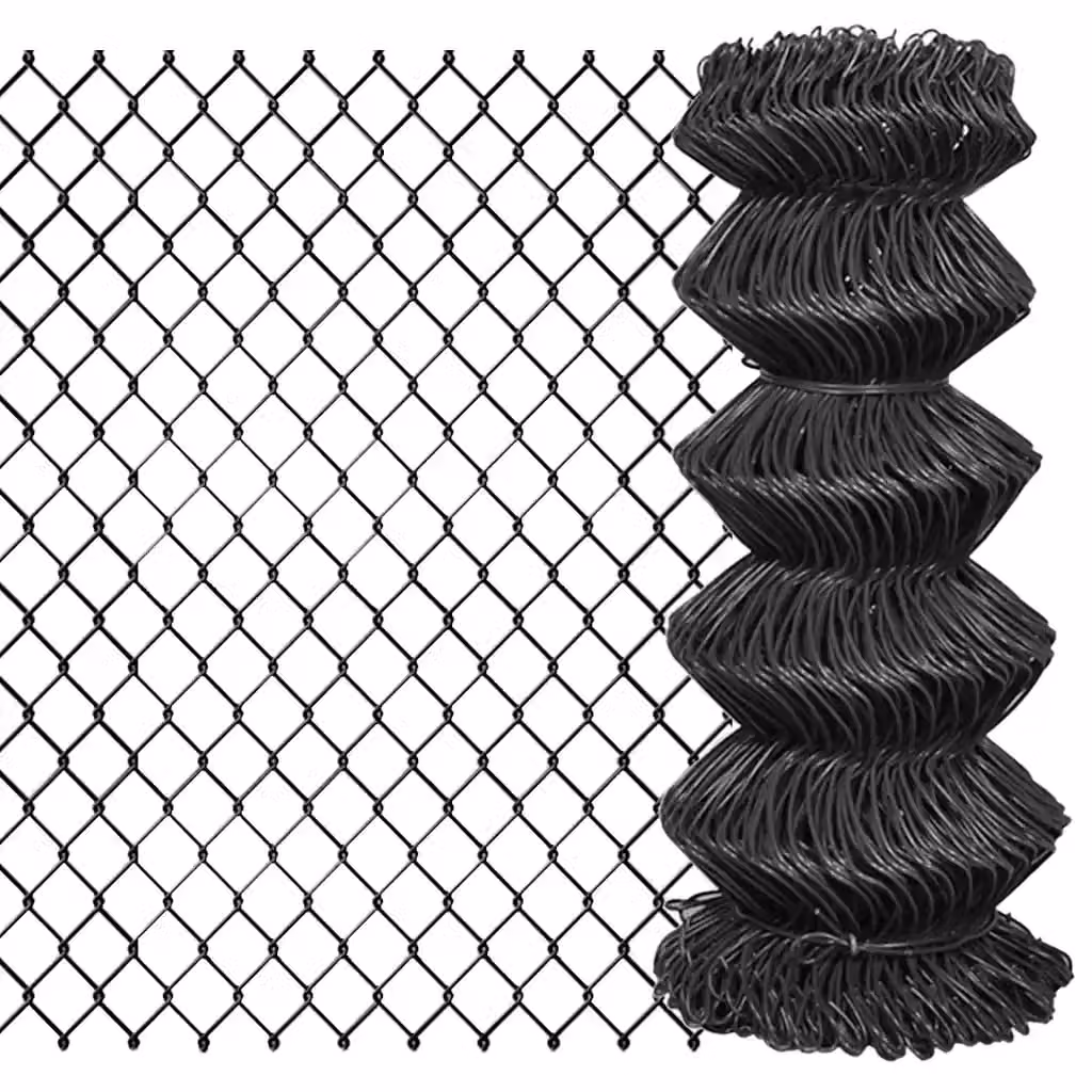 Recinzione in rete in acciaio rivestita in PVC vidaXL, Grigio, L: 15 m, H: 0,8 m