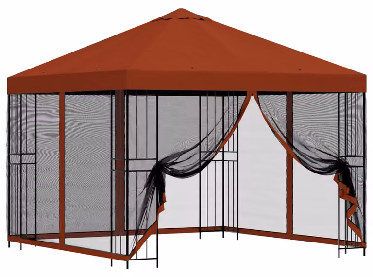 Gazebo da giardino con pareti laterali 3 x 3 m Terracotta