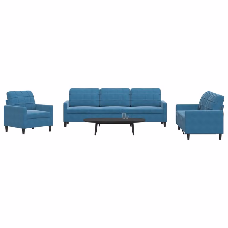 Maison Exclusive - Set divano 4 pezzi con cuscini in velluto blu