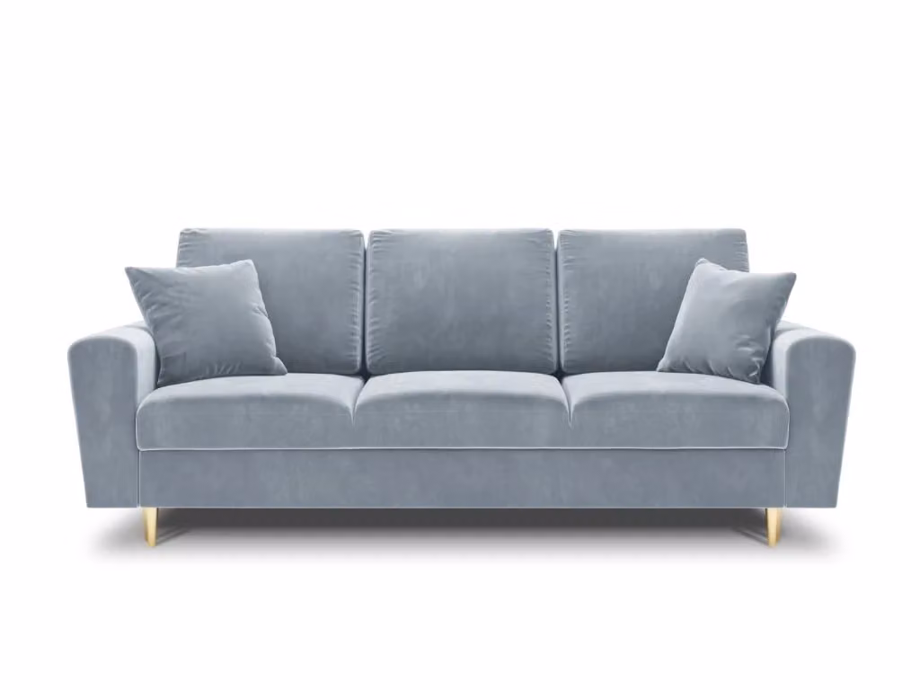 Divano convertibile con contenitore Kyoto Cosmopolitan Design a 3 posti in velluto azzurro – 2
