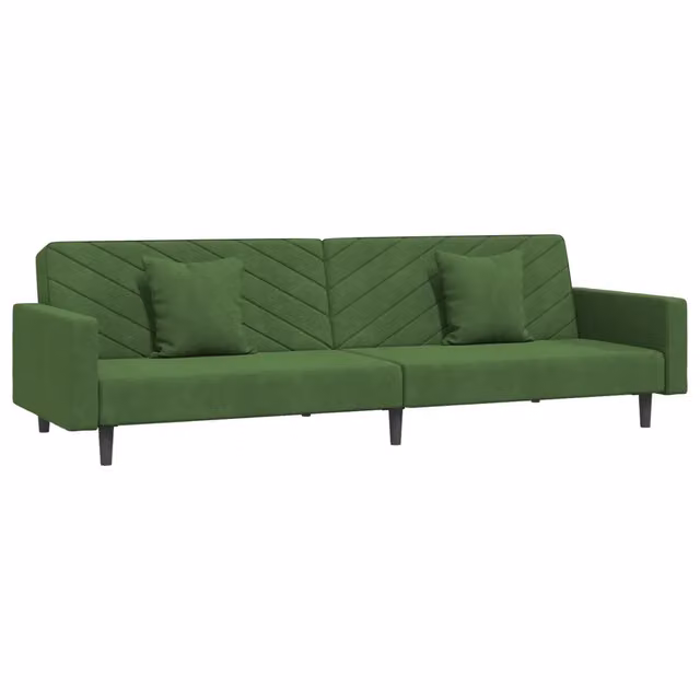 Divano letto | Sof¨¤ letto | Letto singolo a 2 Posti con 2 Cuscini Verde Scuro in Velluto