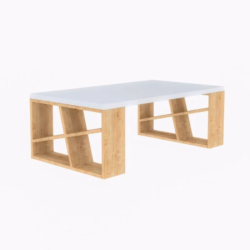 Tavolino da salotto Honey EFFEZE con piano bianco e gambe in rovere, L/P/H: 60 x 40 x 30 cm – 2