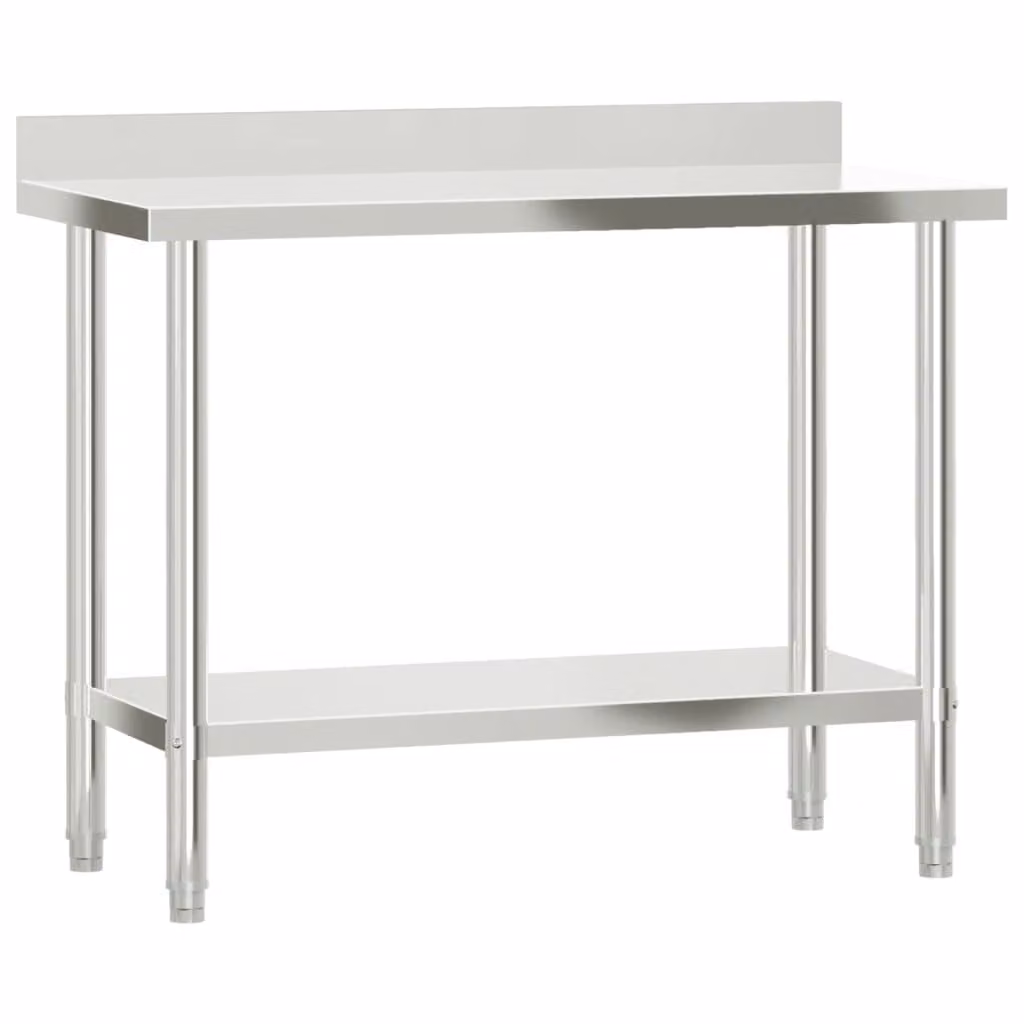 Tavolo Lavoro Cucina con Paraschizzi 110x55x93cm Acciaio Inox