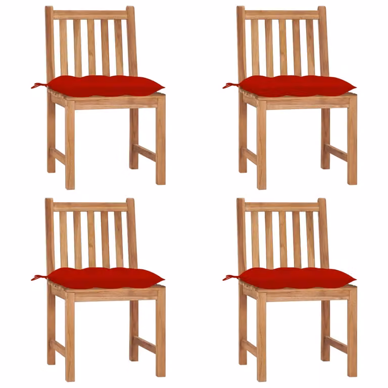 vidaXL Sedie da giardino 4 pezzi con cuscino in legno massiccio teak