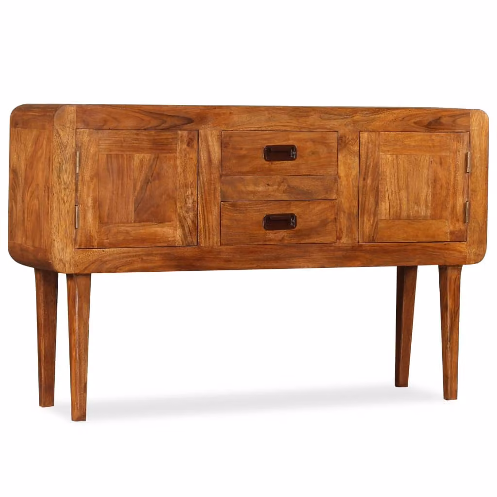 Credenza in Legno Massello con Finitura Ambra 120x30x75 cm