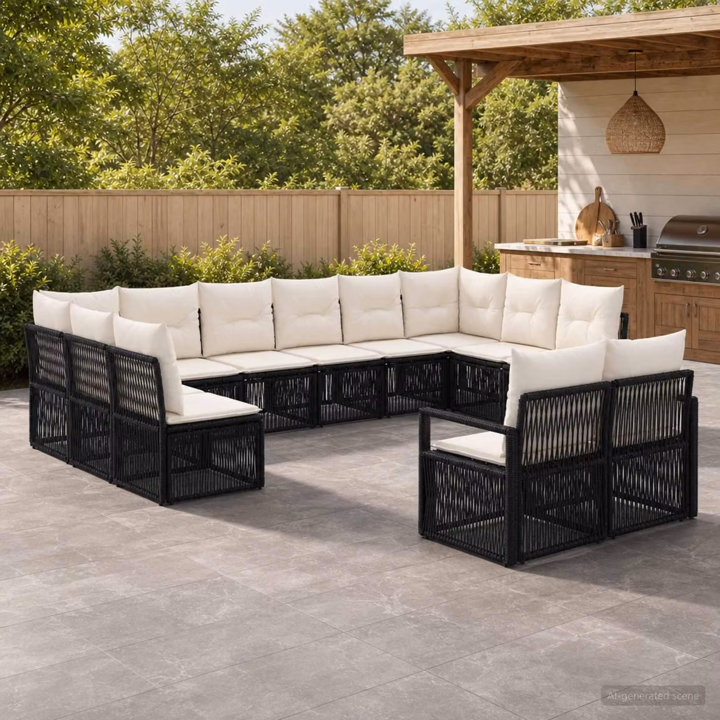 Maison Exclusive - Set di divani da giardino, 12 pezzi, in rattan sintetico nero