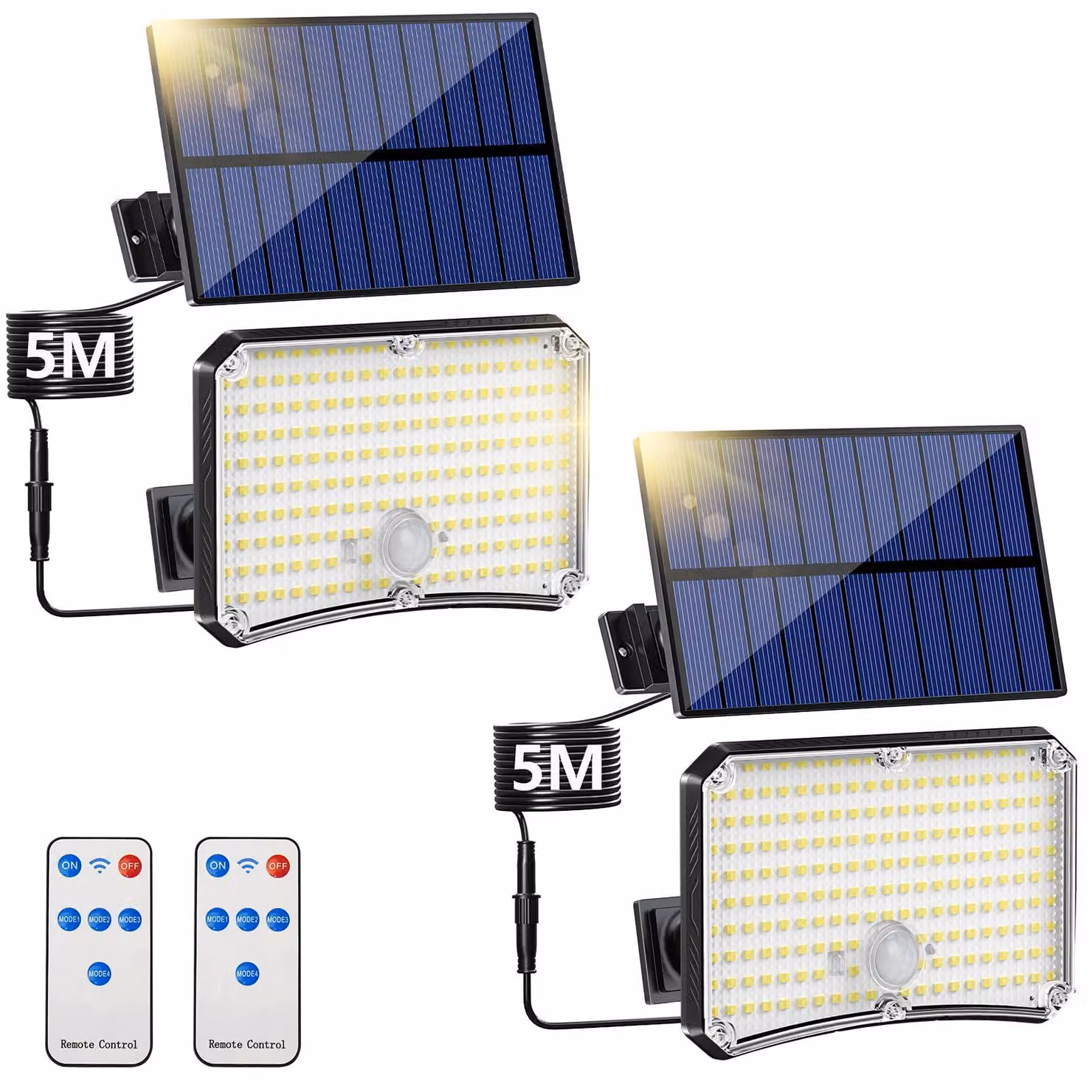 Lampada solare da esterno con sensore di movimento, set da 2, LED, grado di protezione IP65, colore nero