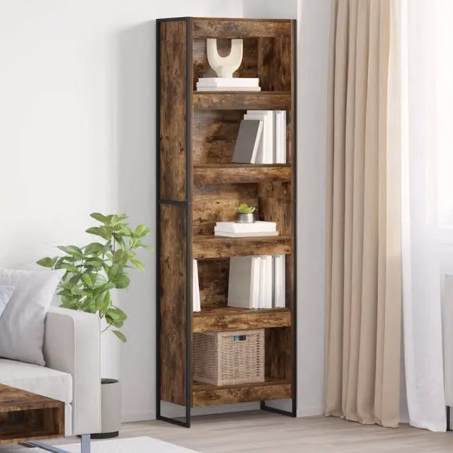 Armadio per Libri Industrial vidaXL in Legno e Metallo, Marrone, L: 60 cm, P: 30 cm, H: 189,5 cm