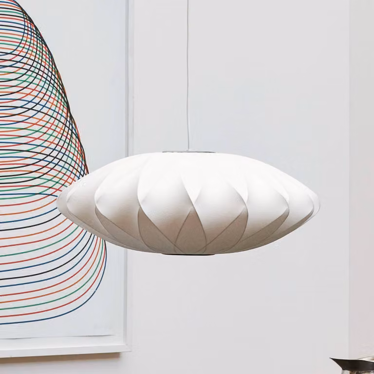 HAY Lampada a sospensione Nelson Saucer Bubble Crisscros, dimmerabile, Bianco / Opale, Soggiorno / Sala da pranzo, Plastica, Design, Lampada a sospensione