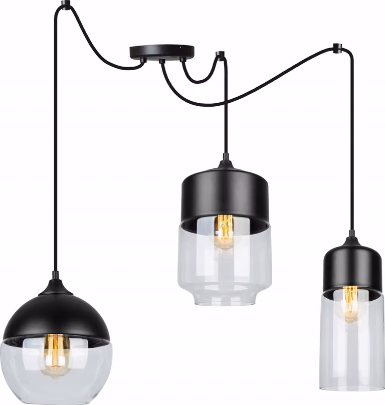 Elegante Lampada A Sospensione A Ragno Con Paralume In Vetro