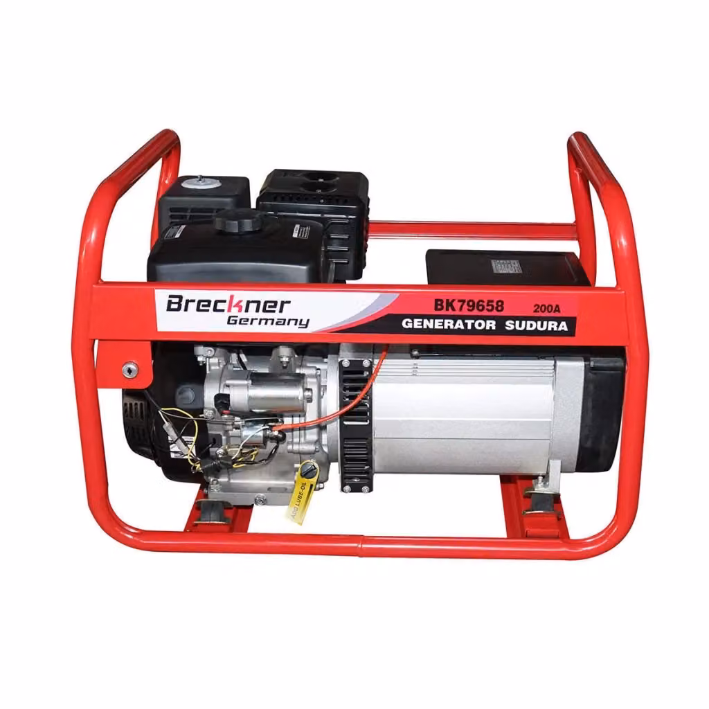 Motosaldatrice a scoppio Breckner Germany 200A con motore a benzina 15 HP, 5KW/220V e avviamento a chiave, colore rosso – 2