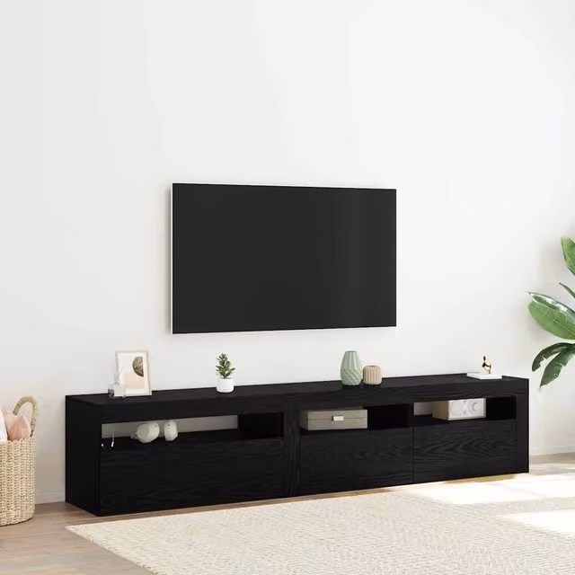 Mobile TV 2 pz-Mobile per TV-Credenza TV Rovere Nero 195 x 35 x 40 cm Legno multistrato