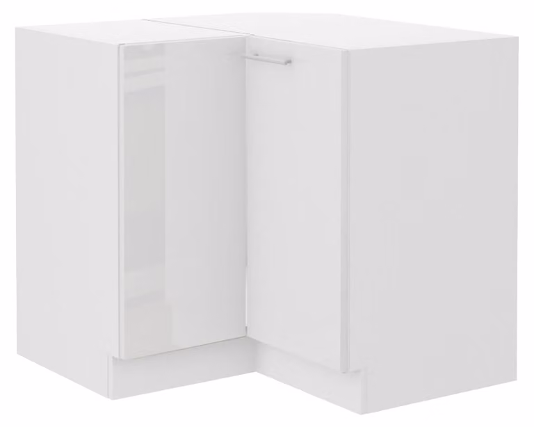 Mobile angolare da 90x90 Lara bianco lucido, angolo cottura, blocco cucina, cucina