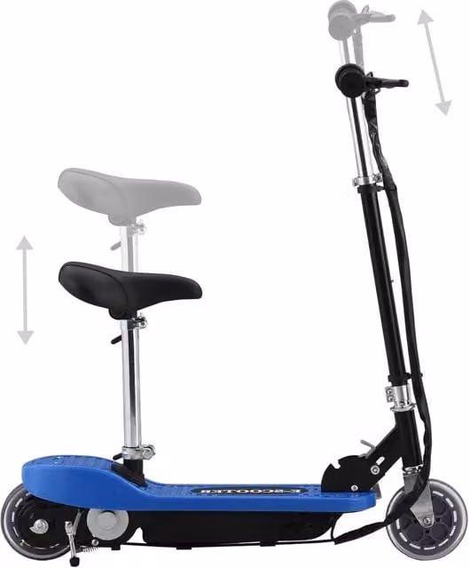 Monopattino elettrico con sella vidaXL blu e nero, pieghevole e con altezza regolabile