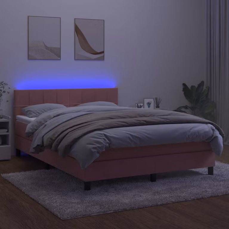 Maison Exclusive - Letto a Molle con Materasso e LED Rosa 140x190 cm in Velluto