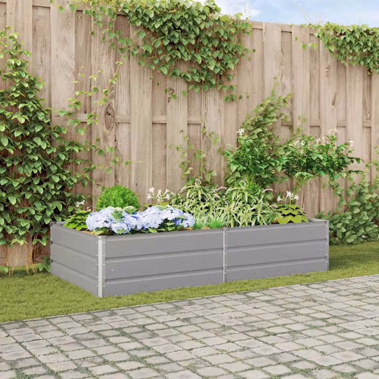 Fioriera vidaXL in acciaio zincato Grigio Chiaro L: 195 cm, P: 100 cm, H: 45 cm
