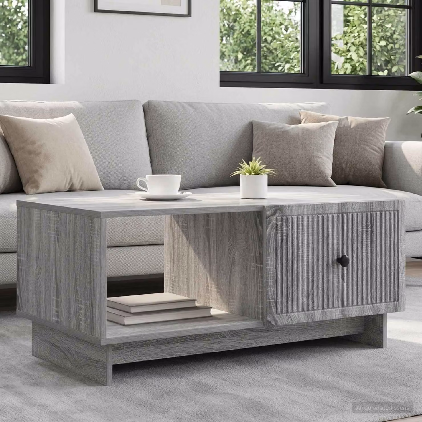 vidaXL Tavolino da salotto rettangolare Grigio L: 90 cm, P: 50 cm, H: 40 cm
