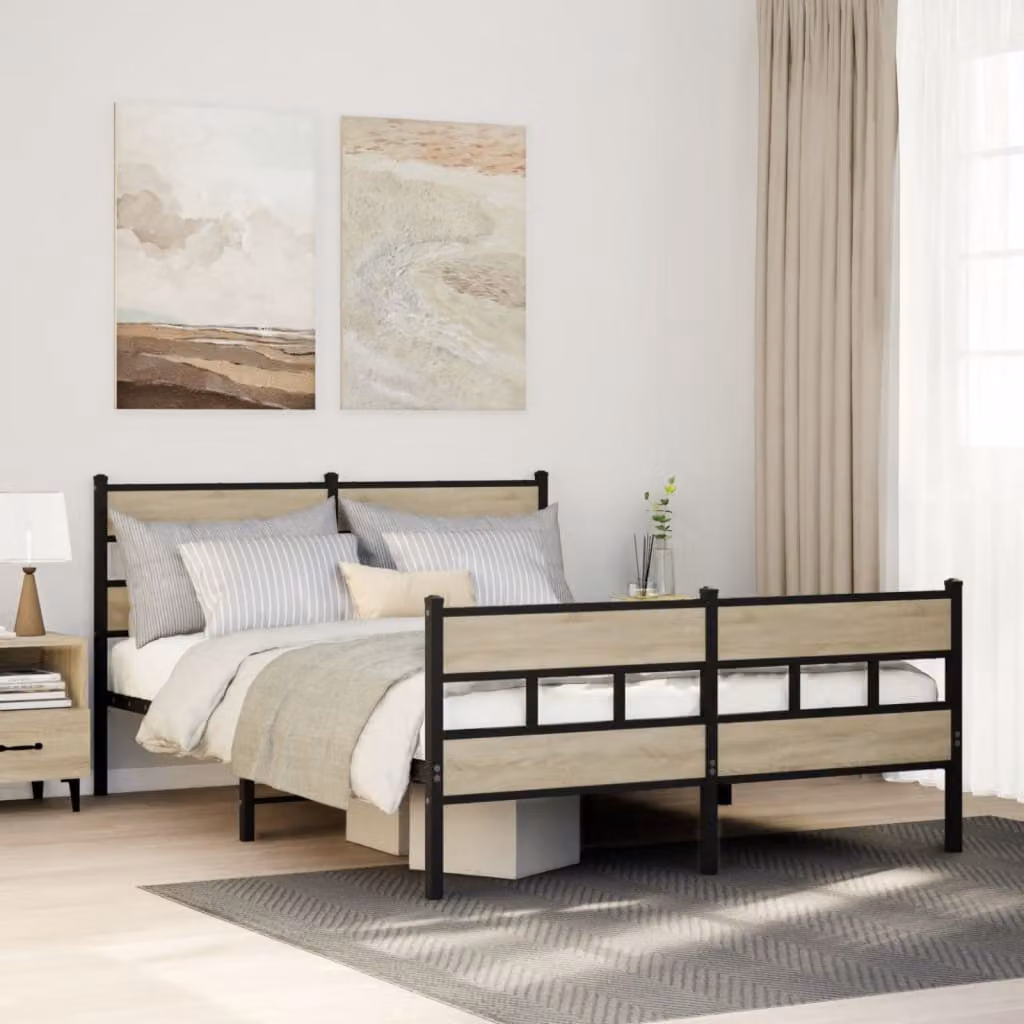 Giroletto in metallo vidaXL con doghe fisse in colore Rovere Sonoma L: 160 cm, P: 200 cm – 1