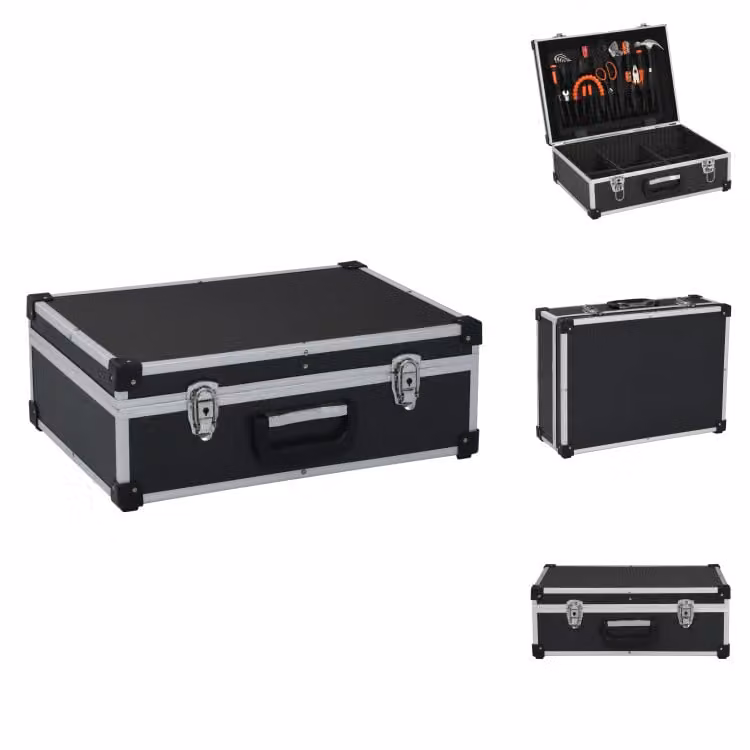 vidaXL Cassetta porta attrezzi 46 x 33 x 16 cm in alluminio nero - Cassette porta attrezzi