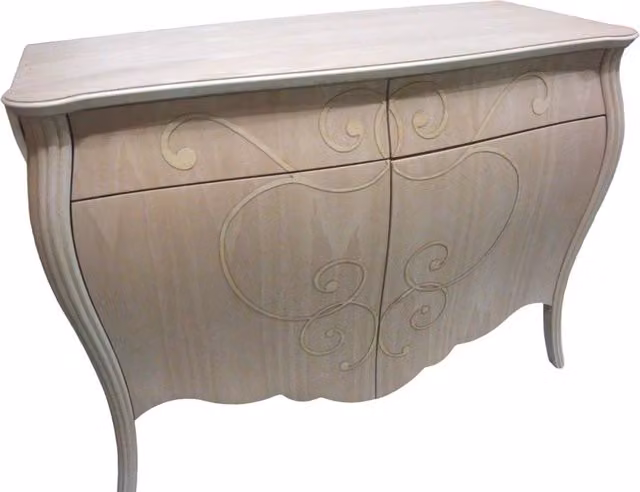 Madia credenza bombata in legno di pino grezzo con 2 ante Mobili 2G L/P/H: 160 x 60 x 98 cm – 2