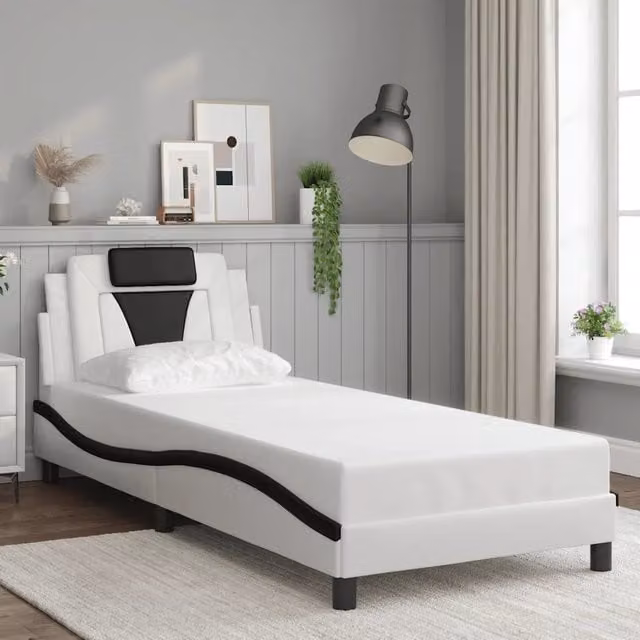 Letto contenitore Viana vidaXL in similpelle nero e bianco 90x190 cm