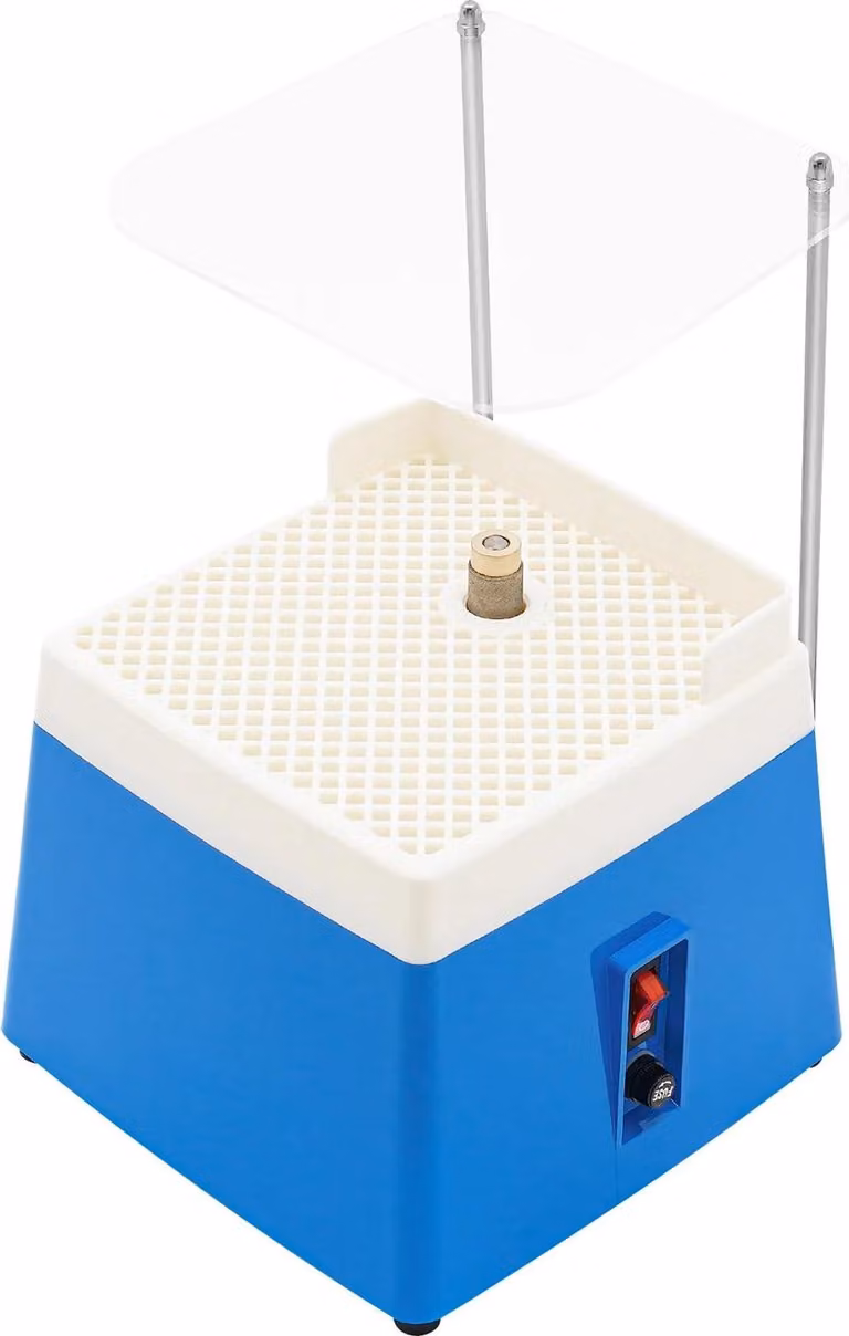 Levigatrice per vetro - Modello da tavolo con raffreddamento ad acqua - 65 W - 4200 giri/min - Mola da 1,59 cm - Spina UE da 220 V - Con supporto - Blu