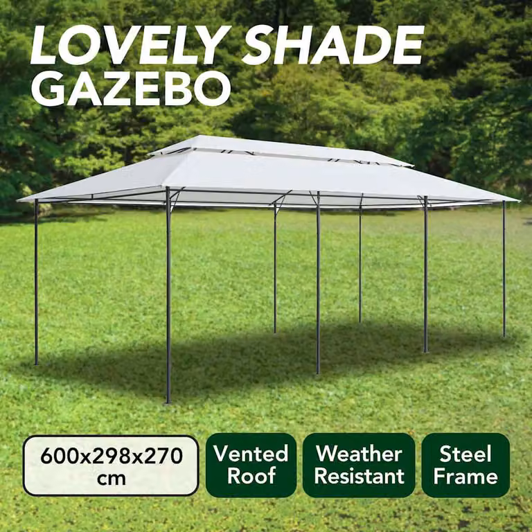 vidaXL Gazebo 600x298x270 cm Bianco 180g/m²