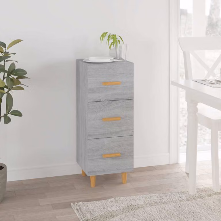 Credenza moderna vidaXL in legno multistrato e MDF, Grigio Sonoma, L: 34,5 cm, P: 34 cm, H: 90 cm