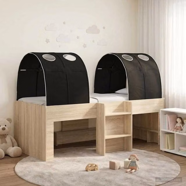 Letto con Tunnel 3 pz Sonoma e Nero Legno ingegnerizzato 3423580