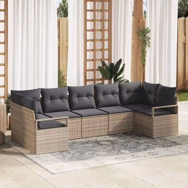 Set Divano da Giardino 7 pz Grigio polyrattan 3355198