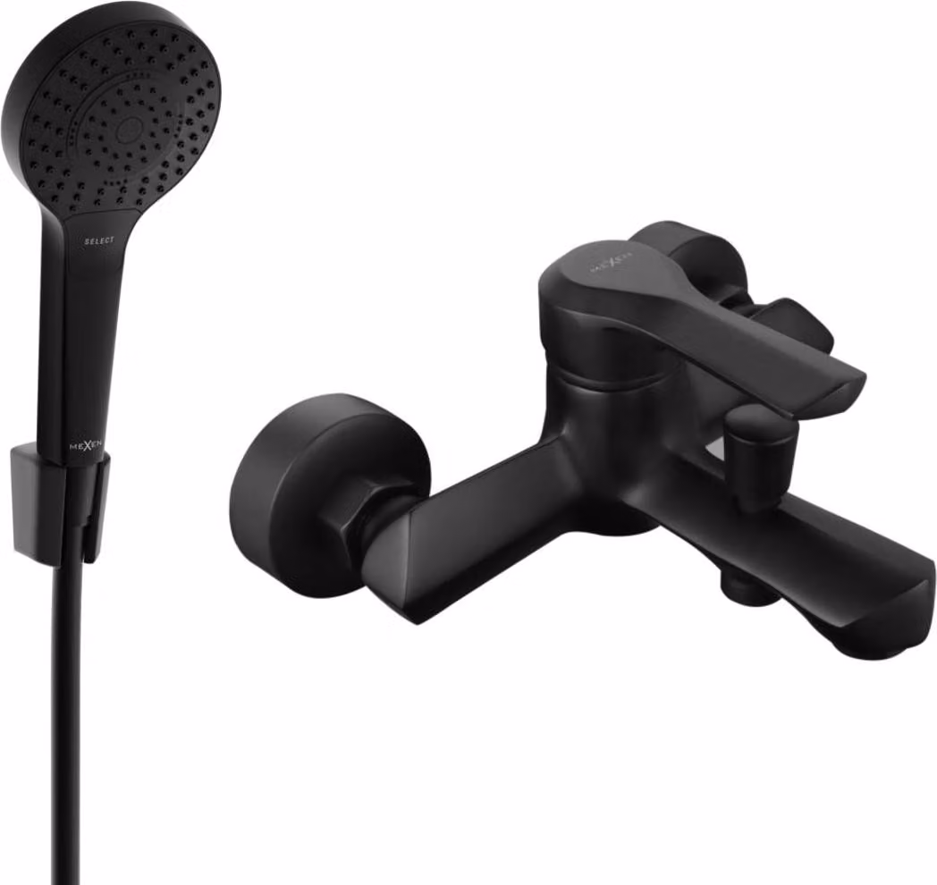 Mexen Sabre R05 rubinetto da bagno con set doccia, nero - 7213R05-70