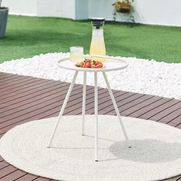 Tavolino da esterno 'Fosen' 55 x Ø 42 cm Bianco