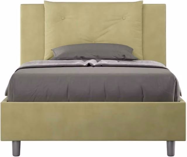 Letto una piazza e mezza senza rete imbottito 110x200 microfibra tè verde Appia
