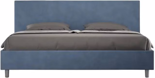Letto senza rete imbottito 180x200 microfibra blu Adele
